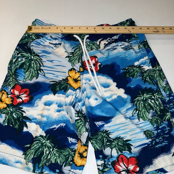 GAP 10" Pool Swim Board Shorts Mens Sz Small Hawaiian Blue Floral Resort Pockets - Picture 5 of 10